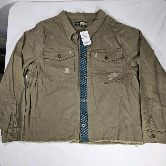Suzanne Betro Jackets & Blazers - Suzanne Betro Denim Distressed Military Olive Green Jacket $114.00 Msrp -Size XL